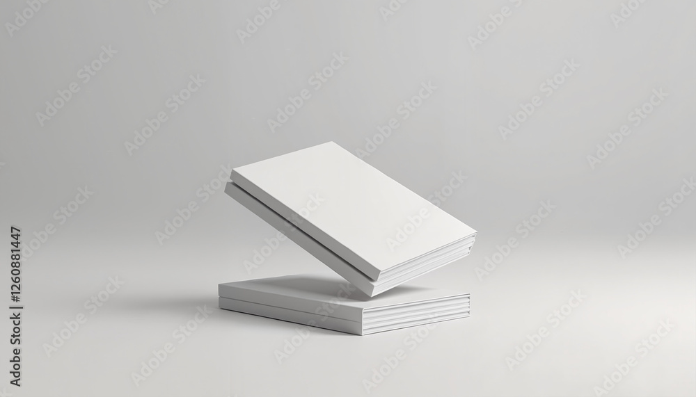Poster two stacked blank notebooks in minimalist setting
