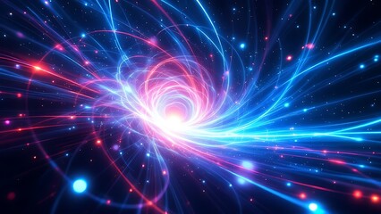 Naklejka premium 5G technology wireless data transmission, high-speed internet. Information flow in abstract cyberspace. 3d illustration of big data digital funnel