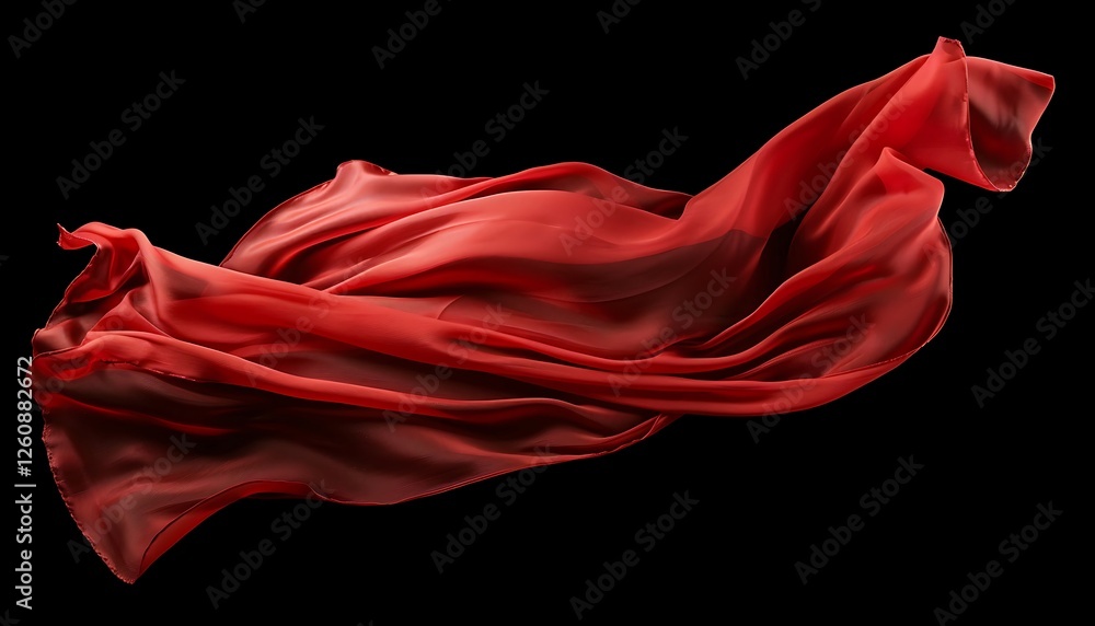 Poster abstract background of red wavy silk or satin. 3d rendering image.