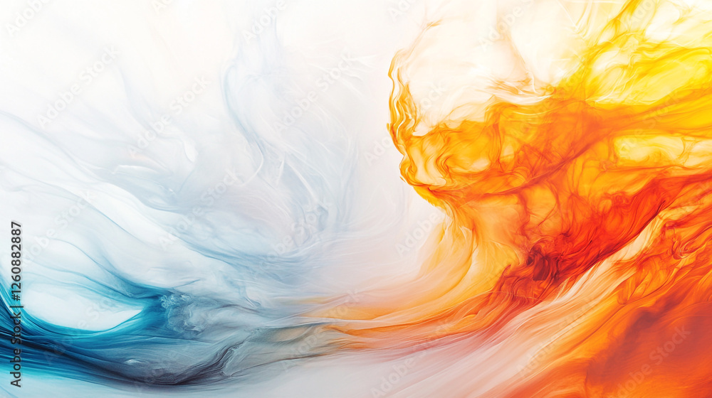 Poster colorful abstract swirl with blue and orange tones creating a dynamic visual effect