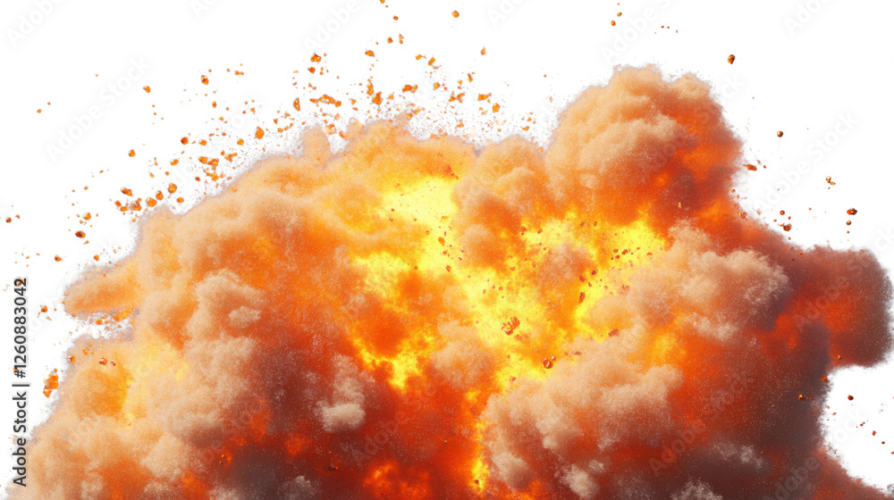 Poster realistic fireball explosion with transparent background for vfx projects