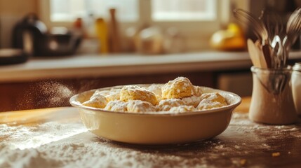 Fototapeta premium Fresh Homemade Biscuits In Baking Dish