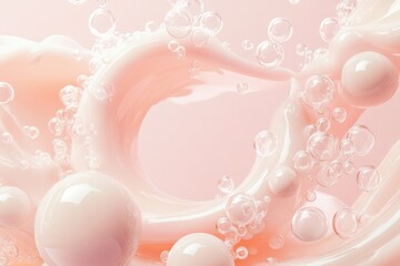 Delicate Pastel Pink Hand-Drawn Slime Shapes With Soft Light Against a Minimal Background