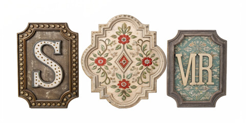 Vintage Ornate Signs with Wheat, Three Different Styles for Antique-Inspired Spaces, PNG Transparent