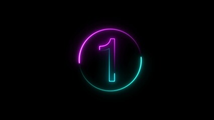  A  circular illustration, and glowing neon 1 number illustration . on a black background.and creating a illustration stunning .