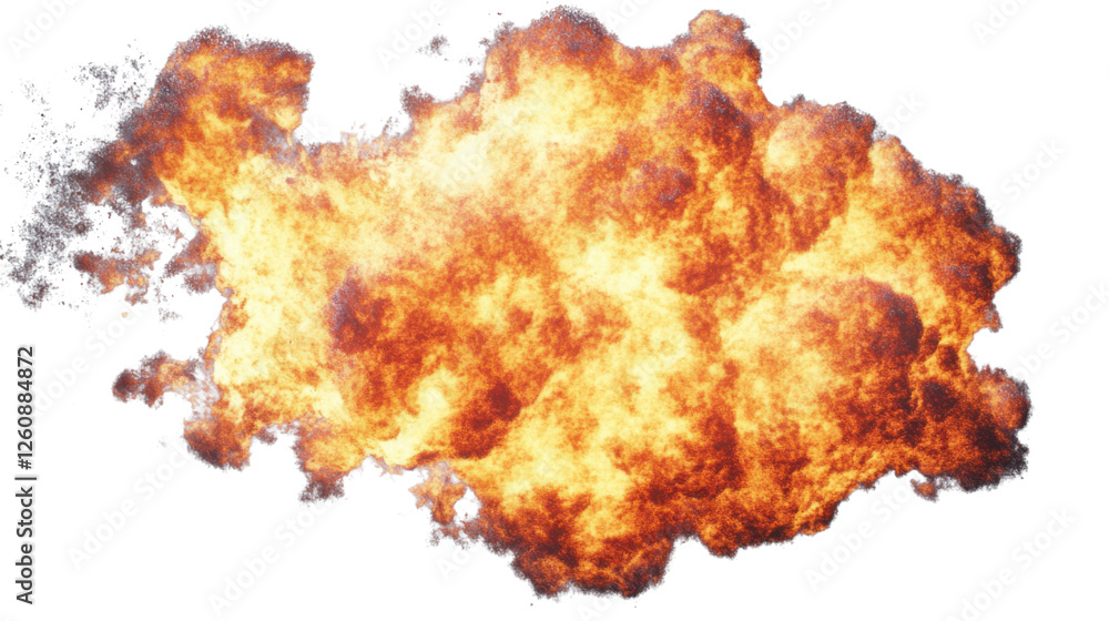 Poster realistic fire explosion with transparent background for visual effects