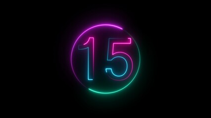    glowing neon 15 number illustration . on a black background.and creating a illustration stunning .