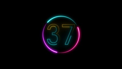    glowing neon 37 number illustration . on a black background.and creating a illustration stunning .