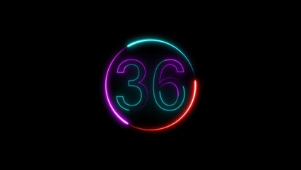    glowing neon 36 number illustration . on a black background.and creating a illustration stunning .