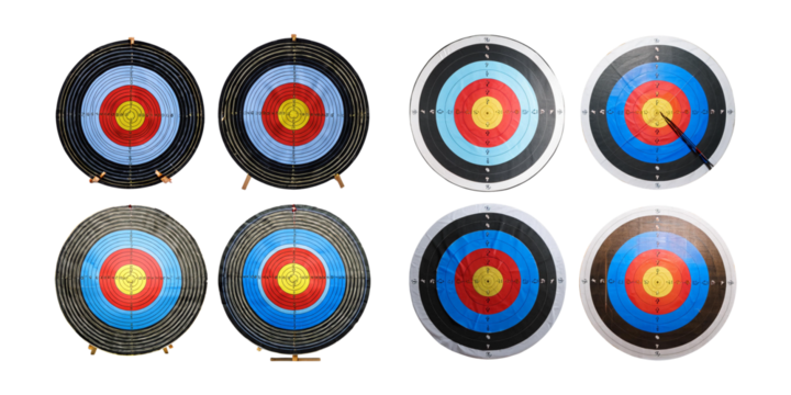 Four Colorful Archery Targets for Sports and Recreation Activities