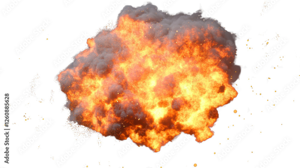 Poster realistic fireball explosion with transparent background for vfx projects