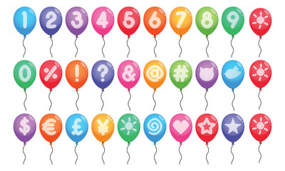 Numbers In Colorful balloon Vector Illustration