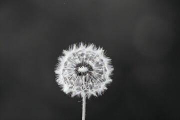Dandelion seeds on a green meadow in the springtime