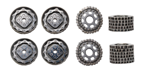 Various Metallic Gears and Chains for Mechanical Engineering Projects