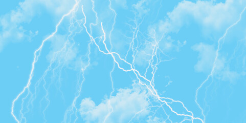 Blue lightning strike during an electrical storm. Lightning on the sky with stormy clouds. Cloudy, with a no-nonsense blue Rabbitohs. Thunderstorm and blue cloudy sky. Changing conditions. 
