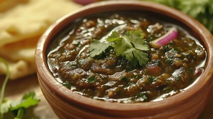 Chutney, traditional dish of indian cuisine, selective focus