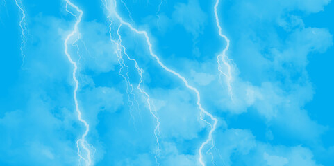Blue lightning strike during an electrical storm. Lightning on the sky with stormy clouds. Cloudy, with a no-nonsense blue Rabbitohs. Thunderstorm and blue cloudy sky. Changing conditions. 

