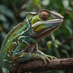 Obraz premium A chameleon blending perfectly with its surroundings.