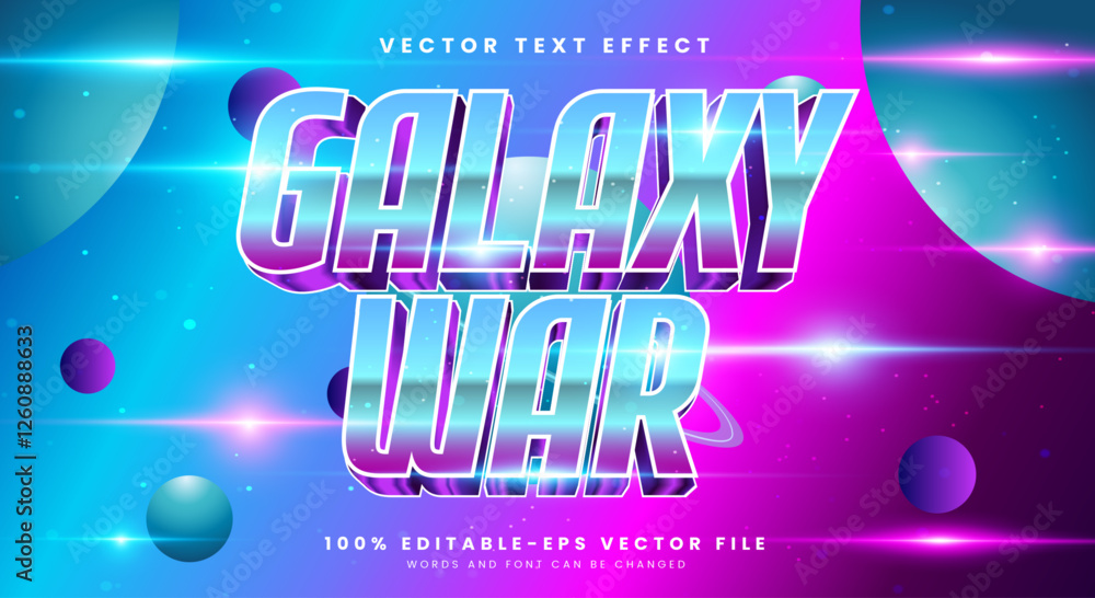 Poster galaxy war 3d editable text effect template suitable for outer space style