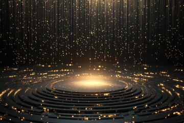 Futuristic Vision Test Chart Featuring Glowing Letters and Abstract Light Trails Against a Dark Modern Backdrop