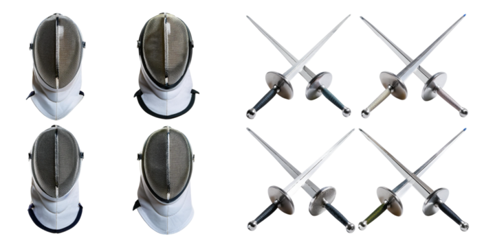 Fencing Equipment Set Featuring Masks and Swords for Sports Practice