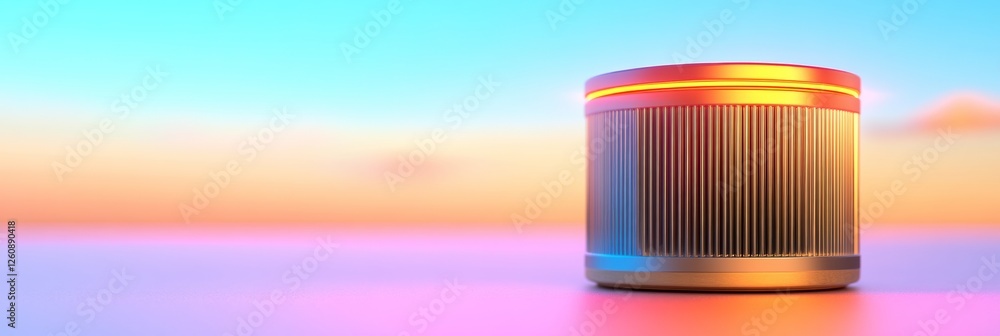 Aufkleber neo-futuristic metallic capsule gradient lighting on modern tech-infused surface - cutting-edge desi