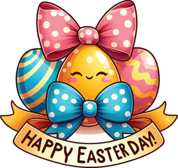 easter eggs with ribbon