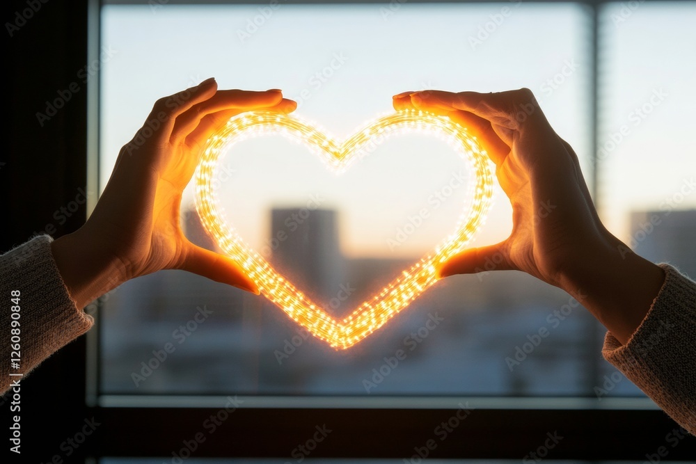 Poster emotive neon heart display handheld led art with soft glow - mood lighting for modern interiors and 