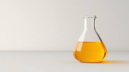detailed glass flask filled with glowing yellow liquid, showcasing its elegant design