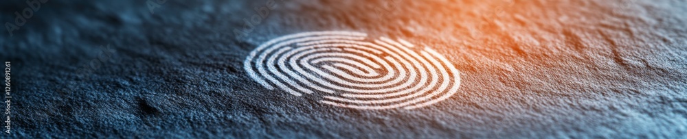 Poster High-Tech Biometrics Fingerprint on Textured Slate for Secure Identification in Business Environments - Digital Security and Modern Authentication Solutions