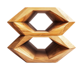 Stylish wooden shelf design modern home furniture isolated on transparent background png
