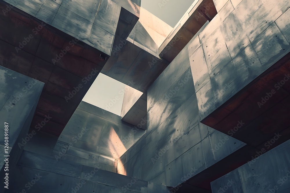 Poster modern architecture. 3d render. futuristic architecture. futuristic interior.