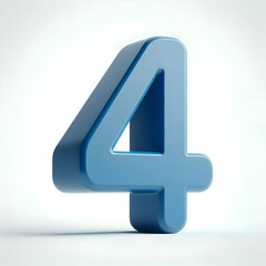 Fototapeta premium 3d simple blue number 4 isolated white background 