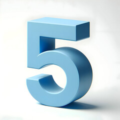 3d simple blue number 5 isolated white background