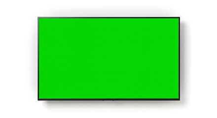 Television with Green Screen for Chroma Key Compositing on White Background