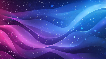 Abstract Purple Blue Wave Background With Sparkling Lights