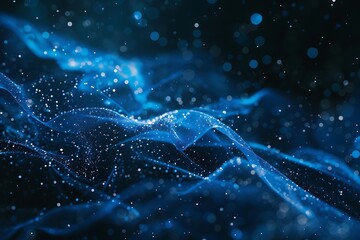 3d illustration of abstract blue background with glowing particles and lines, connection structure