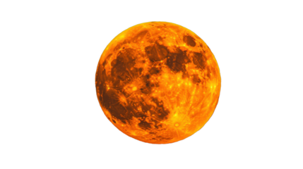 Glowing orange planet with transparent background