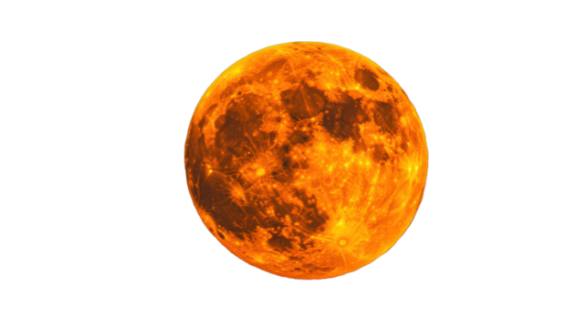 Glowing orange planet with transparent background