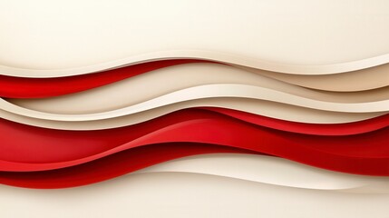Obraz premium Abstract Red and Cream Wavy Layers Design