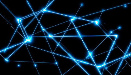 A dark digital background with glowing blue interconnected nodes and lines, representing technology and connectivity.
