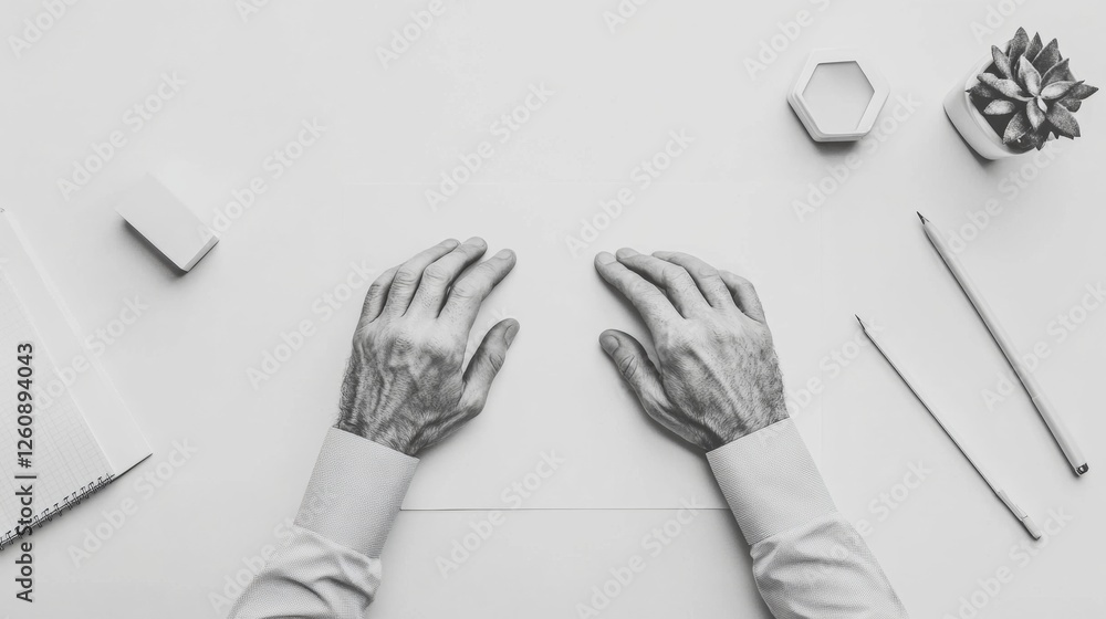 Aufkleber monochrome professional hands over paper hands in crisp shirt engaged in contractual steps - busines