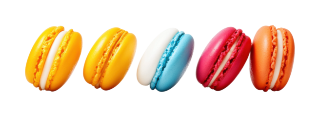 Vibrant macarons a sweet bakery display isolated on transparent background png