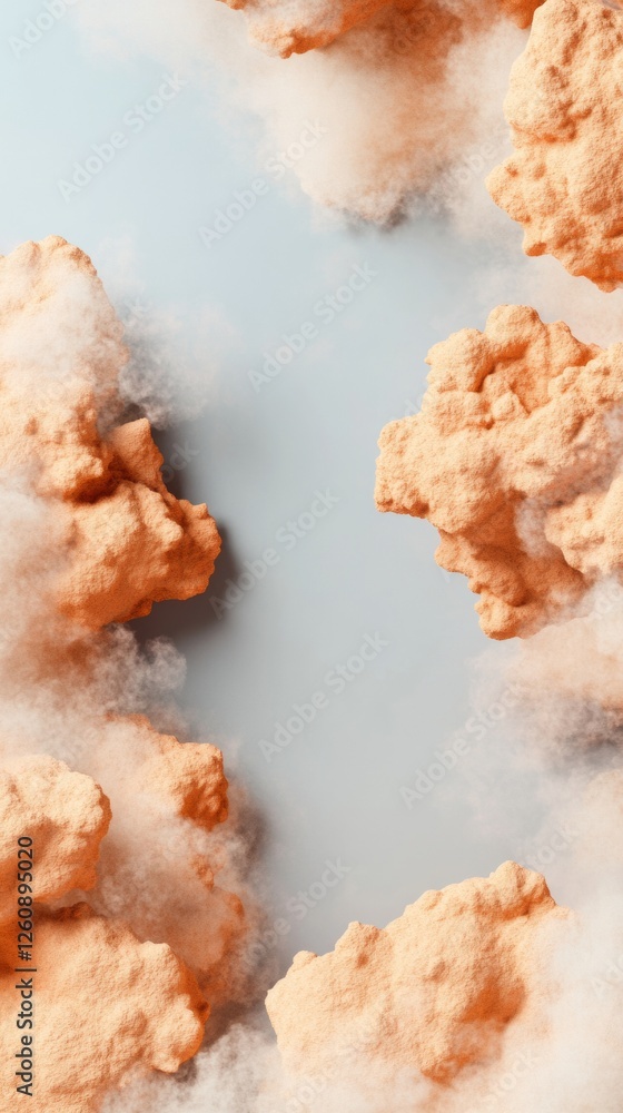 Poster Ethereal Cloud Texture Design Abstract Peach Formations against Subtle Sky - Visual Content for Modern Marketing and Creative Branding in Digital Spaces