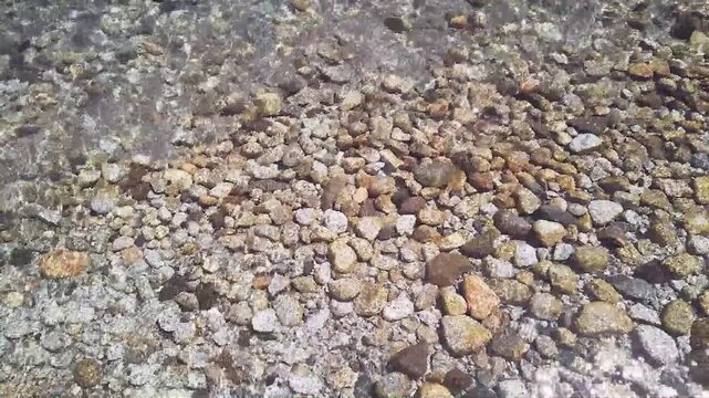 High angle view shot video at shore of nahuel huapi lake, rio negro province, patagonia, argentina

