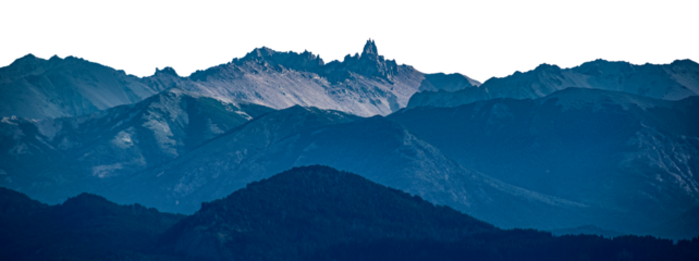 Rocky and forest mountains panoramic isolated photo