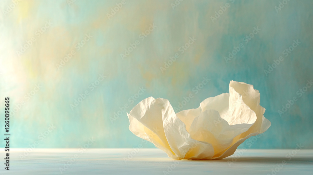 Poster delicate arrangement of crumpled paper on a soft background in a calm setting