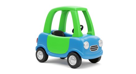 Toy Car Blue and Green Coupe Isolated on White Background