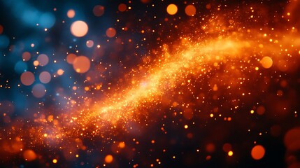 Fototapeta premium Abstract Orange and Blue Glowing Particle Swirl