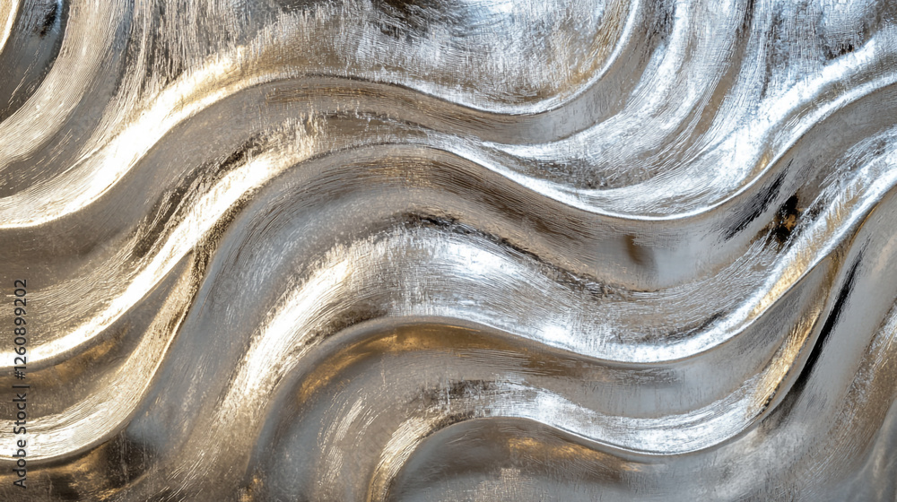 Poster silver waves create a dynamic abstract pattern in light and shadow